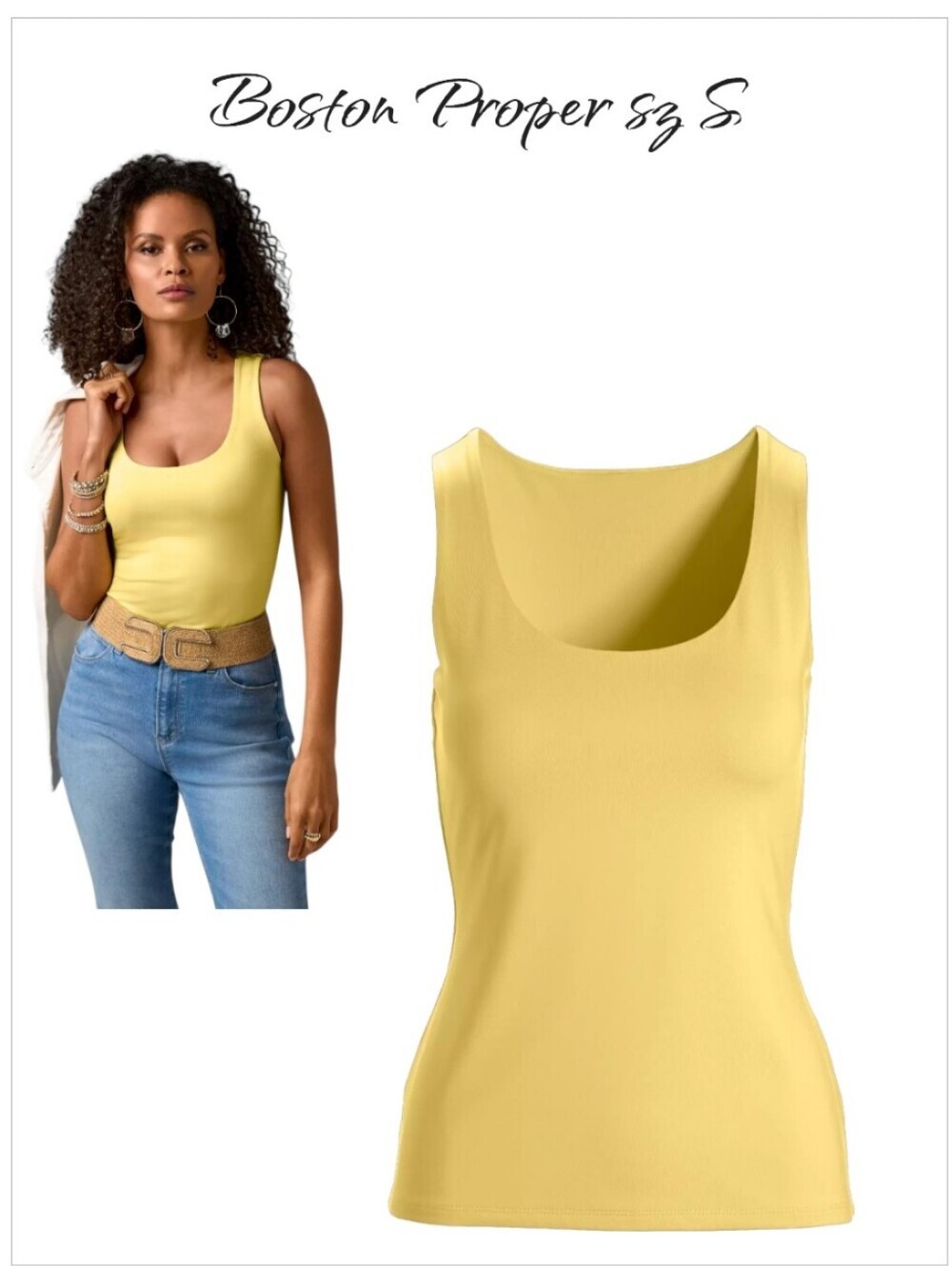 Boston Proper Yellow So Modern Scoop Neck Tank Top Smooth Layering Camisole S